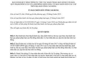 Quyết định 02/2017/QĐ-UBND trình tự thủ tục soạn thảo ban hành văn bản quy phạm pháp luật Cao Bằng