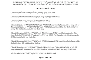 Quyết định 02/2017/QĐ-UBND giá dịch vụ trông giữ xe tỉnh Bắc Ninh