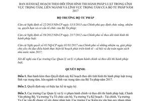 Quyết định 108/QĐ-BTP 2017 kế hoạch theo dõi thi hành pháp luật lĩnh vực trọng tâm