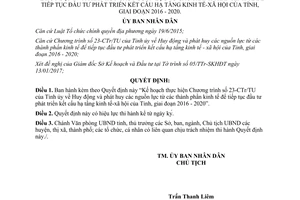 Quyết định 150/QĐ-UBND 2017 chương trình 23-CTr/TU huy động đầu tư kết cấu hạ tầng Bình Dương