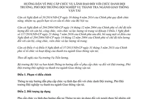 Thông tư 01/2017/TT-BNV phụ cấp chức vụ lãnh đạo đối Đội trưởng Phó Đội nghiệp vụ thanh tra Giao thông