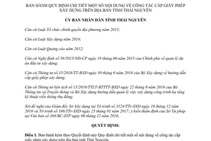 Quyết định 03/2017/QĐ-UBND Quy định chi tiết công tác cấp giấy phép xây dựng Thái Nguyên