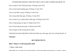 Nghị định 06/2017/NĐ-CP kinh doanh đặt cược đua ngựa đua chó bóng đá quốc tế