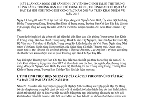 Thông báo 04-TB/BCĐTB kết luận của đồng chí Nguyễn Văn Bình Hội nghị tổng kết công tác 2016 2017