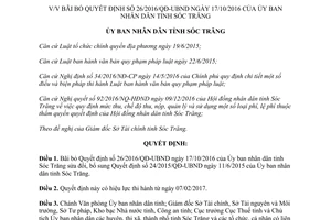 Quyết định 05/2017/QĐ-UBND bãi bỏ 26/2016/QĐ-UBND sửa đổi 24/2015/QĐ-UBND phí lệ phí Sóc Trăng