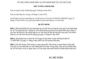 Quyết định 105/QĐ-TTg công nhận Điều lệ Liên minh Hợp tác xã Việt Nam 2017