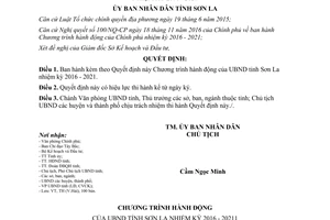 Quyết định 199/QĐ-UBND Chương trình hành động Ủy ban Sơn La 2016 2021 2017