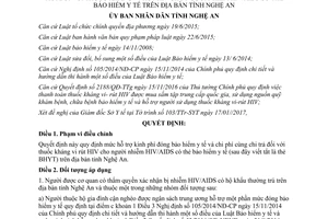 Quyết định 26/2017/QĐ-UBND hỗ trợ kinh phí bảo hiểm y tế chi phí chi trả thuốc kháng vi rút HIV Nghệ An