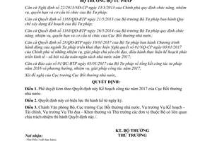 Quyết định 116/QĐ-BTP 2017 phê duyệt Kế hoạch công tác Cục Bồi thường nhà nước