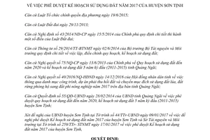 Quyết định 99/QĐ-UBND phê duyệt Kế hoạch sử dụng đất Sơn Tịnh Quảng Ngãi 2017