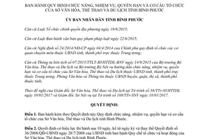 Quyết định 06/2017/QĐ-UBND chức năng nhiệm vụ quyền hạn cơ cấu tổ chức Sở Văn hóa Bình Phước