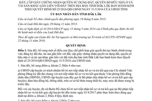 Quyết định 03/2017/QĐ-UBND sửa đổi Quy chế phối hợp giải quyết thủ tục đăng ký đất đai Đắk Lắk