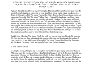 Thông báo 43/TB-VPCP kết luận Thủ tướng Hội nghị trực tuyến toàn quốc phòng chống ma túy 2017