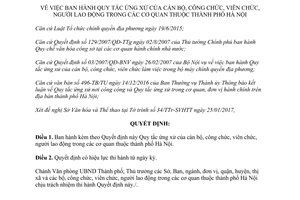 Quyết định 522/QĐ-UBND Quy tắc ứng xử của cán bộ công viên chức người lao động cơ quan Hà Nội 2017