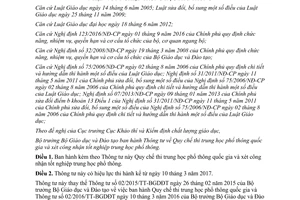 Thông tư 04/2017/TT-BGDĐT Quy chế thi trung học phổ thông quốc gia xét công nhận tốt nghiệp