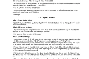 Nghị định 07/2017/NĐ-CP trình tự thủ tục thực hiện thí điểm cấp thị thực điện tử cho người nước ngoài