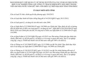 Quyết định 01/2017/QĐ-UBND quản lý sử dụng xe ô tô cơ quan nhà nước đơn vị sự nghiệp Vĩnh Phúc