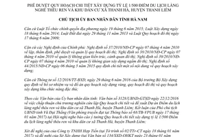 Quyết định 154/QĐ-UBND Quy hoạch chi tiết Điểm du lịch làng nghề thêu ren khu dân cư Hà Nam 2017