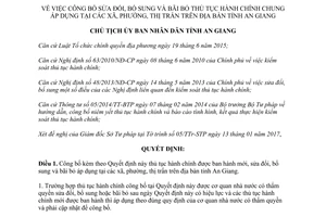 Quyết định 357/QĐ-UBND công bố sửa đổi bổ sung bãi bỏ áp dụng tại các xã phường thị trấn An Giang 2017