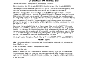 Quyết định 312/QĐ-UBND 2017 duyệt Kiến trúc Chính quyền điện tử phiên bản 1 Thái Bình