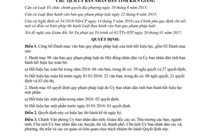 Quyết định 246/QĐ-UBND công bố Danh mục văn bản quy phạm pháp luật hết hiệu lực Kiên Giang 2017