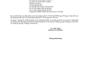 Công văn 02/HĐND-TH đính chính 17/2016/NQ-HĐND kế hoạch phát triển kinh tế xã hội Huế 2017