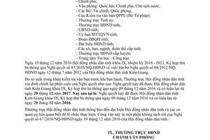 Công văn 01/HĐND-VP đính chính Nghị quyết 67/2016/NQ-HĐND Kiên Giang 2017