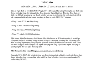 Công văn 02/BHXH-TB mức tiền lương căn cứ đóng bảo hiểm xã hội bảo hiểm y tế bảo hiểm thất nghiệp 2017