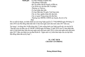 Công văn 01/HĐND-TH 2017 đính chính Nghị quyết 17/NQ-HĐND Thừa Thiên Huế