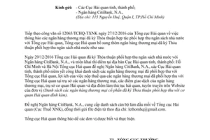 Công văn 47/TCHQ-TXNK thông báo ngân hàng thương mại ký hợp tác phối hợp thu ngân sách 2017