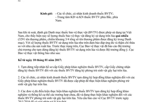 Công văn 61/BVTV-QLT tạm dừng đăng ký thuốc bảo vệ thực vật trên lúa 2017
