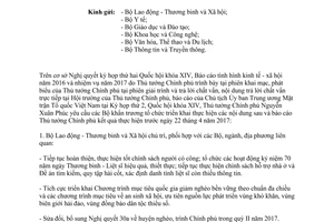 Công văn 303/VPCP-KGVX triển khai nội dung Thủ tướng giao tại kỳ họp thứ hai Quốc hội khóa XIV 2017