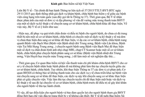 Công văn 166/BYT-KH-TC thanh toán bảo hiểm y tế dịch vụ kỹ thuật y tế chuyển sang cơ sở khác 2017
