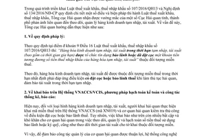 Công văn 292/TCHQ-TXNK xử lý thuế hàng kinh doanh tạm nhập tái xuất 2017