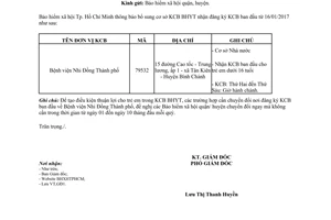 Công văn 37/BHXH-GĐ1 thông báo bổ sung cơ sở đăng ký khám chữa bệnh ban đầu Hồ Chí Minh 2017