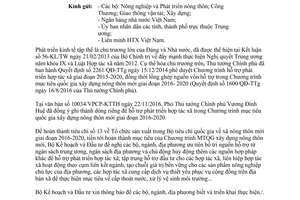 Công văn 464/BKHĐT-HTX 2017 hỗ trợ phát triển hợp tác xã 2016 2020