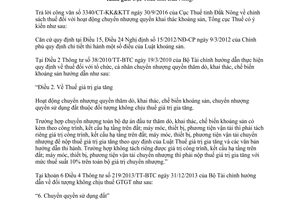 Công văn 222/TCT-CS chính sách thuế hoạt động chuyển nhượng quyền khai thác khoáng sản