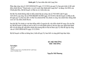 Công văn 540/BKHĐT-KTĐN Thoát nước xử lý nước thải thành phố Lạng Sơn sử dụng vốn ODA 2017