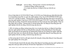 Công văn 134/TCDN-PCTT đăng ký hoạt động giáo dục nghề nghiệp 2017