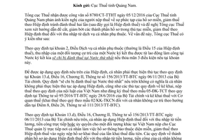 Công văn 300/TCT-HTQT thủ tục áp dụng Hiệp định thuế thu nhập từ dịch vụ cá nhân phụ thuộc 2017