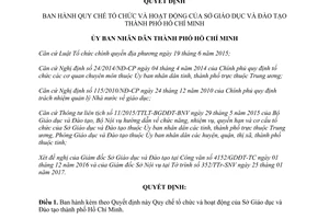 Quyết định 09/2017/QĐ-UBND Quy chế tổ chức hoạt động Sở Giáo dục Đào tạo Hồ Chí Minh