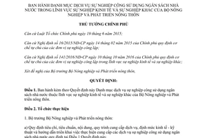 Quyết định 254/QĐ-TTg Danh mục dịch vụ sự nghiệp công sử dụng ngân sách nhà nước 2017