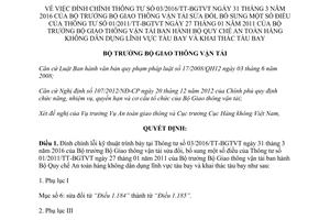 Quyết định 471/QĐ-BGTVT đính chính 03/2016/TT-BGTVT bộ quy chế an toàn hàng không dân dụng 2017