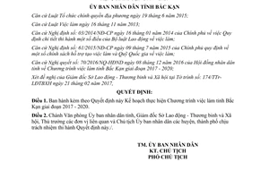 Quyết định 192/QĐ-UBND 2017 kế hoạch thực hiện Chương trình việc làm Bắc Kạn 2017 2020