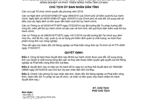 Quyết định 315/QĐ-UBND công bố thủ tục hành chính Quản lý chất lượng nông lâm sản Cà Mau 2017