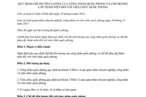 Nghị định 19/2017/NĐ-CP chế độ tiền lương công nhân quốc phòng phụ cấp thâm niên viên chức quốc phòng