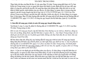 Hướng dẫn 06-HD/BTCTW sửa đổi công tác quy hoạch cán bộ lãnh đạo quản lý tại 15-HD/BTCTW 2017