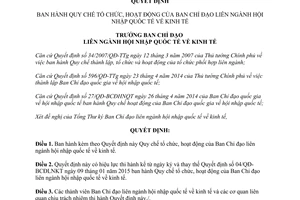 Quyết định 115/QĐ-BCĐLNKT Quy chế tổ chức Ban Chỉ đạo liên ngành hội nhập quốc tế kinh tế 2017