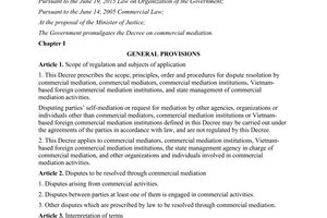 Decree 22/2017/ND-CP commercial mediation