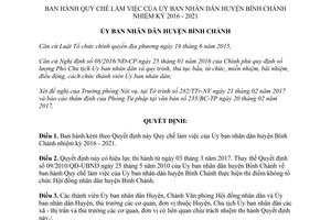 Quyết định 03/2017/QĐ-UBND Quy chế làm việc Ủy ban huyện Bình Chánh Hồ Chí Minh 2016 2021